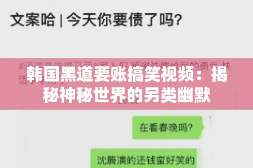 韩国黑道要账搞笑视频:揭秘神秘世界的另类幽默 韩国黑道要账搞笑视频:揭秘神秘世界的另类幽默